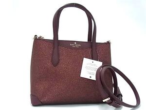 1円 ■極美品■ kate spade ケイトスペード K4625 グリッター×レザー 2WAY ハンドバッグ ショルダー レディース ワインレッド系 BN1151