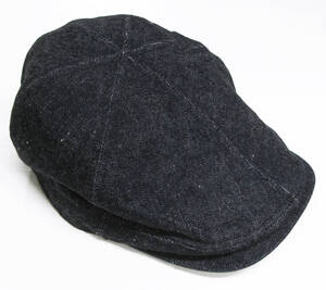 美品 SAMURAI JEANS Heavy OZ Indigo Denim Flat Cap L サムライジーンズ ヘヴィーオンス インディゴ デニム ハンチング キャップ 帽子 L