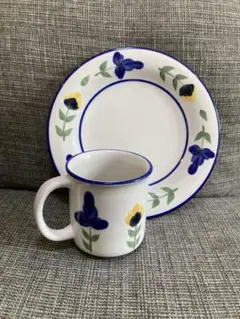 DANSK サンニコロ手描き 花柄 カップと皿 セット