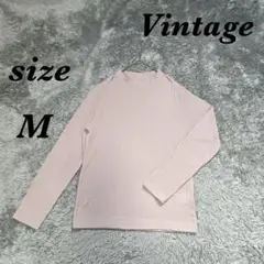 Vintage ヴィンテージ (M) 長袖ニット ハイネック シンプル ピンク