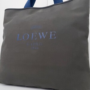 1円■超美品■最高級ライン■超希少デザイン■LOEWE ロエベ キャンバス トートバッグ ビジネス 大容量 A4 肩掛け メンズ グレー ブルー