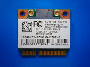 ☆彡 REALTEK RTK-RTL8188CE 60Y3249 無線LANカード 　☆PCI-W16