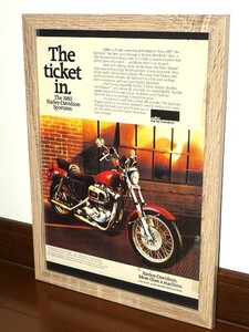 1980年 USA 80s 洋書雑誌広告 額装品 Harley Davidson Sportster (A4size) / 検索用 XL1000 XLH1000 店舗 ガレージ 看板 装飾 ディスプレイ