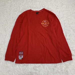 NESTA ネスタ　長袖シャツ　Tシャツ　カットソー　ロゴ　レッド　サイズL　 ロンT