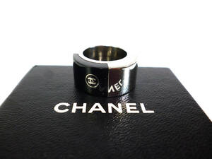 美品★シャネル★ＣＨＡＮＥＬ★ココマーク★指輪・リング★シルバー＆ブラック★箱付き★