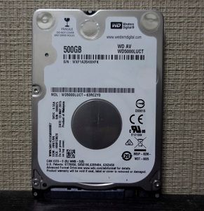 ■未使用品■WesternDigital製2.5inch AVコマンド対応HDD 500GB WD5000LUCT