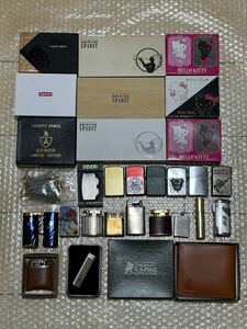 おまとめ 喫煙グッズ 大量 zippo 型 オイルライター ガスライター 灰皿 ロンソン アウター 外側ケース 財布 空き箱 クリアケース 