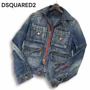 国内正規★ DSQUARED2 ディースクエアード 通年 ヴィンテージ加工★ ジップ デニム ジャケット Gジャン Sz.50　メンズ　I4T02822_9#O