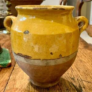 フランスアンティーク　コンフィポット　EARTHENWARE VESSEL 