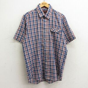 L/古着 リーバイス Levis 半袖 シャツ メンズ 90s 紺他 ネイビー チェック 24may18 中古 トップス