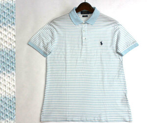 ポロ ラルフローレン POLO RALPH LAUREN ボーダー半袖ストレッチポロシャツ ゴルフシャツ カジュアルシャツ サイズL相当 0724d