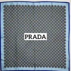 ★PRADA★ スカーフ 八角形 総柄 スカイブルー