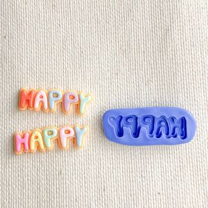 393 HAPPY型 ハッピー ロゴ クッキー デコ パーツ 樹脂粘土 モールド シリコン アイシングクッキー お菓子 ブルーミックス 文字