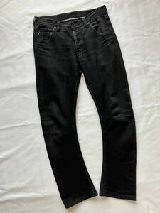 wjk Black Denim 5047 dn61s インディゴブラック ボタンフライ セルビッジデニム バナナシューカット 日本製 attachment lee