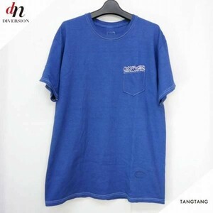 16SS TANGTANG タンタン COLORS DYED コットン 半袖 ユーズド加工 バンダナ パッチワーク ポケット TEE Tシャツ カットソー NAVY L