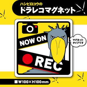 【ハシビロコウのドラレコマグネット】ドライブレコーダー　カーマグネット／防犯カメラマグネット