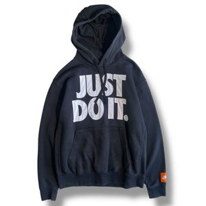 国内正規品★ NIKE ナイキ JUST DO IT ロゴ パッチ ワッペン パーカー XL HOODIE フーディー 黒 BLACK アップリケ 刺繍　LOGO