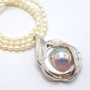 1円〜!!テリ良し!!▼マベパール/本真珠ネックレス▼D 約21.4g 約45.0cm pearl パール jewelry ジュエリー necklace DA0/DC0S568