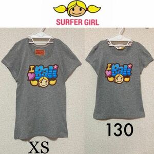 １回着新品同様☆バリ島 Surfer Girl 親子ペア お揃い 半袖Ｔシャツ 2着セット XS 130 サーファーガール ロキシー ROXY