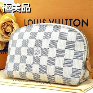 極美品 Louis Vuitton ルイヴィトン ダミエ アズール ポシェット・コスメティック 化粧ポーチ アクセサリー コスメ N60024 スペイン製