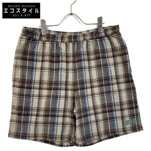 HUF ハフ 23S PT00267 ベージュ Cortland FLANNEL ショートパンツ オフホワイト×ブラウン L ボトムス コットン メンズ 中古