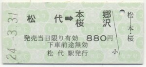 【長野電鉄】B型/松代⇒本郷　桜沢・屋代線廃止最終日付