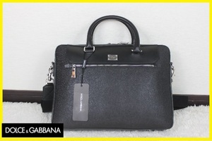 【送料無料】新品・未使用ドルチェ＆ガッバーナ（DOLCE&GABBANA) 　ヴィッテロレザー2WAYブリーフバッグ（黒：ブラック）　ドルガバ