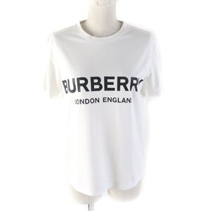 美品★BURBERRY バーバリー 8008894 コットン100％ ロゴプリント クルーネック 半袖Ｔシャツ ホワイト SP 正規品 レディース