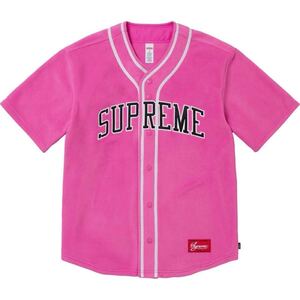 新品 Supreme 24AW Polartec Baseball Jersey シュプリーム ポーラーテック フリース ベースボール ジャージー Pink ピンク 桃 XL XLarge