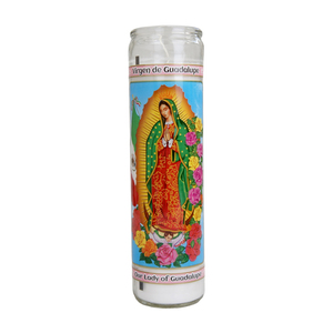 グアダルーペ 聖母 ロング キャンドル（ ホワイト ）Virgen de Guadalupe Candle ろうそく 蝋燭 キリスト クリスマス