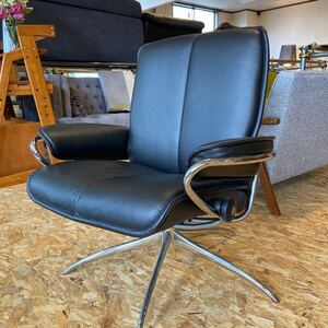 1 HM 札幌発 EKORNES 本革 ブラック ストレスレス リクライニング オフィス エコーネス 1人 チェア レザー