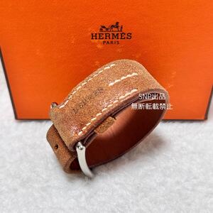 エルメス HERMES 良品 エトリヴィエール レザー ブレスレット バングル マルジェラ期 ヴィンテージ Vintage □G刻印 2003年 ブラウン 茶