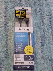 ◎0612u2332　エレコム HDMI ケーブル 極細 ハイスピード Ver1.4 1m スーパースリム 4K2K 3重シールド 金メッキ ARC 黒 DH-HD14SS10BK