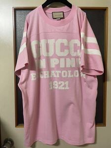 試着のみ新品 GUCCI グッチ GUCCI100シリーズ Tシャツ メンズ サイズM ピンク made in italy