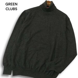 GREEN CLUBS グリーンクラブ 秋冬 ウール100％★ タートルネック ニット セーター Sz.3　メンズ グレー ゴルフ　A4T12356_B#K