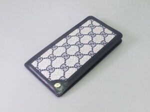 ヴィンテージ GUCCI グッチ オールドグッチ GG柄 メガネケース ペンケース 小物入れ PVC/レザー ネイビー/グレー