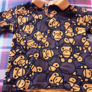 BAPE キッズ　マイロポロシャツ　140サイズ　古着　シャーク　ベイプ　A BATHING APE エイプ　