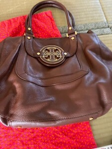 戸0809 トリーバーチ 2WAYバッグ ショルダーバッグ ロゴ レザー 茶色 ブラウン系 ABランク TORYBURCH