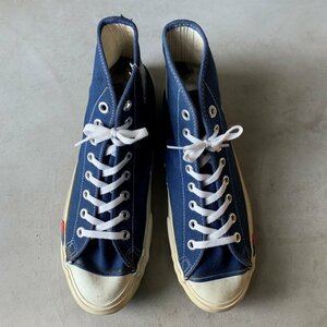 【US8 26㎝/26.5㎝程度】70s-80s USA製 PRO-KEDS ロイヤルアメリカ ハイ キャンバススニーカー 紺■ビンテージ アメリカ製 古着 プロケッズ