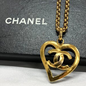 ※※CHANEL シャネル ヴィンテージ ココマーク 95P ハート ネックレス ペンダント アクセサリー ゴールド系 VINTAGE 箱付き 希少※※