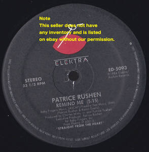 ダンクラ12inch★PATRICE RUSHEN / Number one(6:44 long version) / Remind me★double sider・U.S.盤・Elektra★