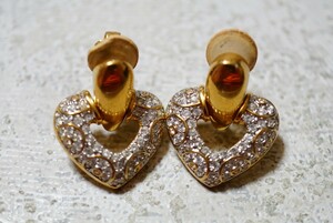 1074 スワロフスキー/SWAROVSKI ブランド イヤリング 両耳 ヴィンテージ アクセサリー 刻印 アンティーク ゴールドカラー 耳飾り 装飾品