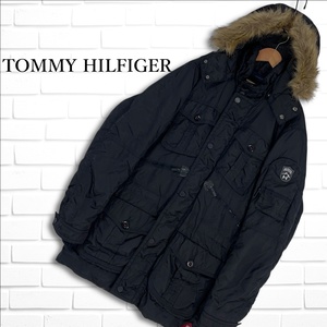 ◆良品◆ TOMMY HILFIGER トミーヒルフィガー 中綿 ファー ミリタリー フード タクティカル コート モッズコート 黒 メンズ M　1484K