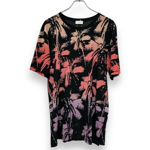 SAINT LAURENT PARIS 20SS Dip Dye Palm Print T-shirt Sサイズ ブラック 604454 YBOZ2 サンローラン パームツリー 半袖Tシャツ