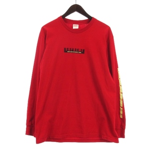 シュプリーム SUPREME 18AW SINCE NINETEEN 1944 L/S Tシャツ カットソー 長袖 ロゴ プリント コットン USA製 レッド M メンズ