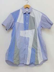 COMME des GARCONS SHIRT コムデギャルソン コムデギャルソン 半袖パッチワークシャツ XS S28059 ブルー Short sleeve patchwork shirt