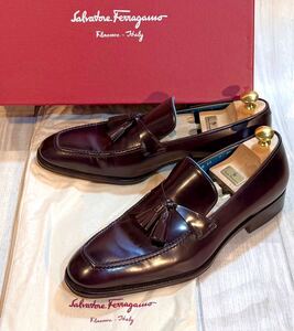 Salvatore Ferragamo フェラガモ◆25cm 7 EE◆タッセルローファー モカシン 革靴 本革 ビジネスシューズ ドレスシューズ 靴 ITALY製 焦茶