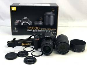 【2056】Nikon デジタル一眼レフカメラ D5600 ダブルズームキット レンズ AF-P DX NIKKOR 18-55mm 70-300mm 動作未確認 ジャンク品