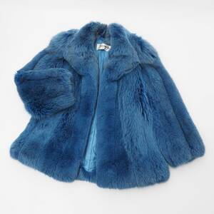 GQ0867▲ナカムラファー/nakamura fur GINZA AKASAKA フォックス ファーコート/ファージャケット FOX 本毛皮 リアルファー ブルー size9-11