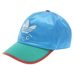 GUCCI グッチ 22SS ×Adidas Baseball Hat 703825 4HAQD アディダス ロゴ刺繍 ベースボールキャップ 帽子 ブルー